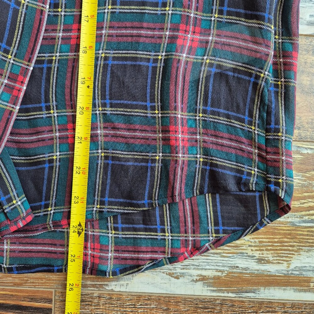Polo by Ralph Lauren Black Navy Red Plaid Tie-Neck Blouse - Picture 13 of 13
